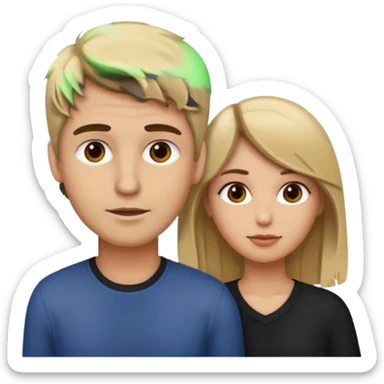 couple male dirty blonde hair female dark brown hair sticker