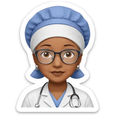 older black doctor woman with scrub cap not smiling sticker