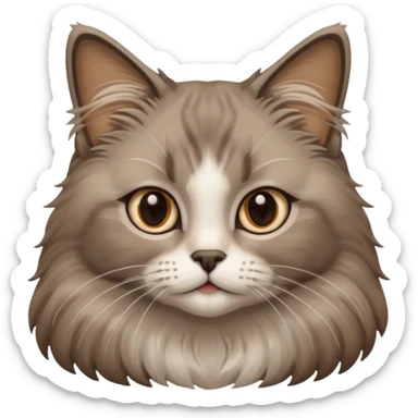 A very fluffy grey and brown ragdoll cat sticker