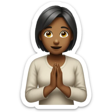 Girl with hands folded asking please sticker