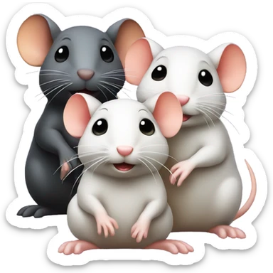 Three differently colored rats are sitting around and whispering sticker