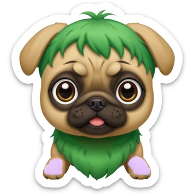 green haired baby pug sticker