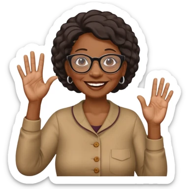 old black woman with glasses waving sticker