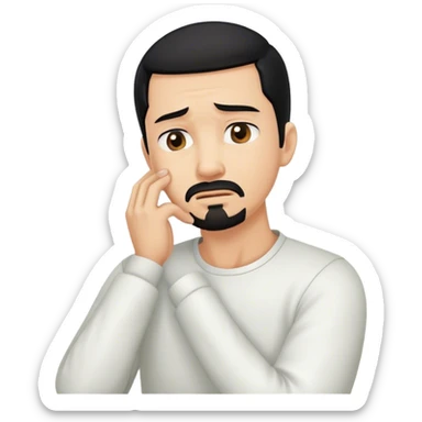 Man with black hair and goatee holding neck bent over in pain sticker