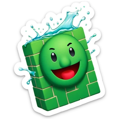 Kool Aid Man bursting through a green BRICK wall sticker