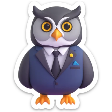 owl wearing a business suit sticker