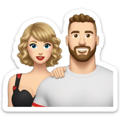 travis kelce and taylor swift with hearts sticker