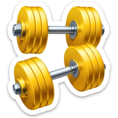 Generate a high-quality emoji of a yellow dumbbell, realistic color and shading, smooth gradient colors, no facial features, no brand markings, simple white background, high-resolution.
 sticker