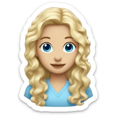 Blond wavy hair girl with blue eyes sticker