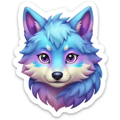 anthropomorphic anthro kawaii cute colorful shiny pastel nebula furry wolf-fursona furry  (half body) sticker