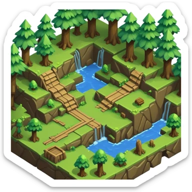 StarCraft-inspired, isometric RTS rugged terrain tile forest sticker