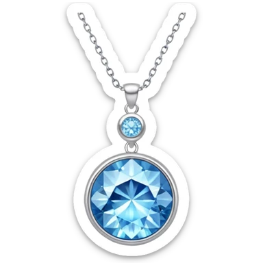 Small tiny cute petite aesthetic gorgeous precious pretty beautiful shiny sparkly gorgeous wonderful epic Silvery silver moon necklace with a light-blue crystal hanging attached necklace   sticker