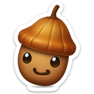 A whimsical acorn with a tiny autumn leaf sitting on top as a cute hat. sticker