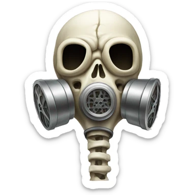 Bone Skull wearing a gas mask sticker