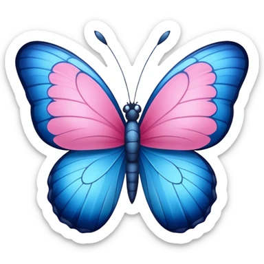 blue butterfly with a pink hawaiian flower sticker