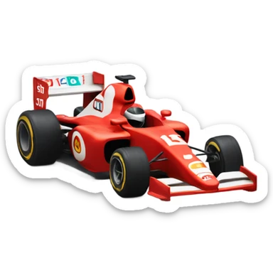 Red formula one car with number 16 sticker