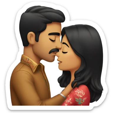 Mexican man kissing his Mexican black haired girlfriend  sticker