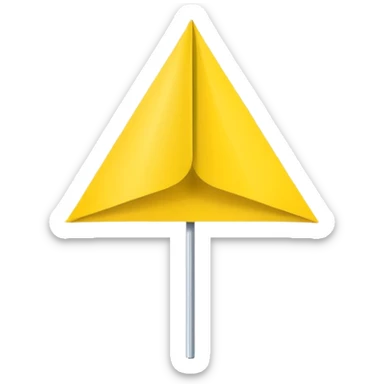 Emoji-style triangular flag, bright yellow, flat design, no folds or shading, simple and clean, minimalistic, centered on plain white or transparent background, high resolution sticker