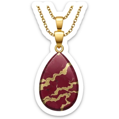 wine granite pendant with marbled surface, hanging from a gold chain sticker