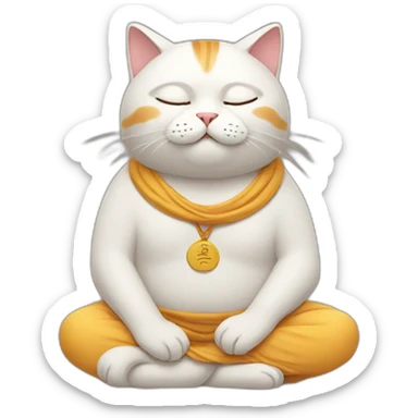 cat meditation sticker
