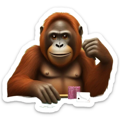 Orangutan playing poker sticker