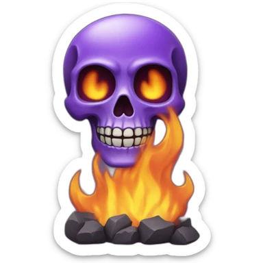skeleton purple fire sticker