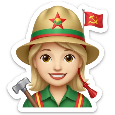 A smiling face emoji with the flag of Transnistria, a horizontal tricolor of red, green, and red stripes with a hammer and sickle in the upper left corner. sticker