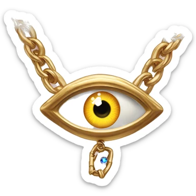 Golden chain link necklace with a magical eye pendant sticker