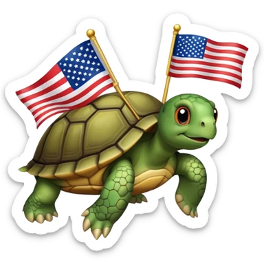 a turtle with us flag on the  sticker