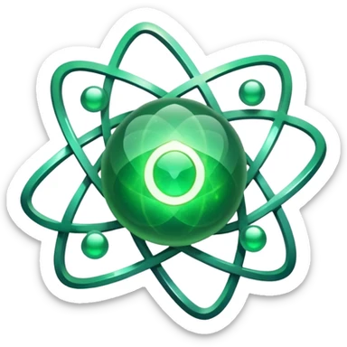 glitter green atomic symbol sticker