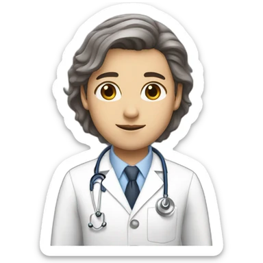 white skin brown hair brown eyes doctor sticker