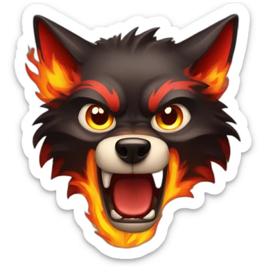 Red and black  Wolf angry face with fire sticker