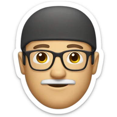 bald man with  three-day beard and glasses sticker