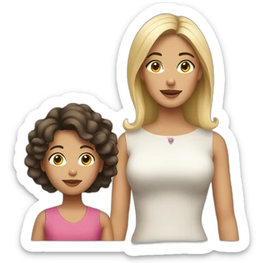 Brunette aunt with blonde small niece sticker