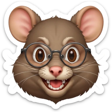 laughing, evil, scary rat playing football, wearing glasses sticker