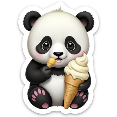 Panda eating ice cream sticker