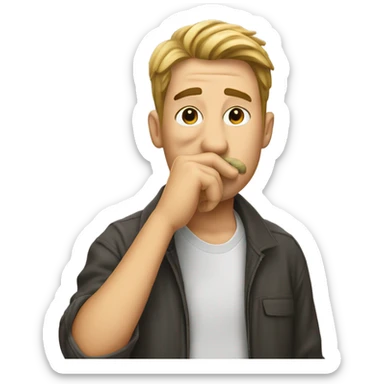 Guy wiping under his nose with index finger sticker