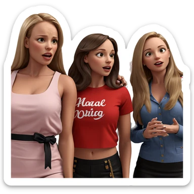 three girls in stylish outfits sticker