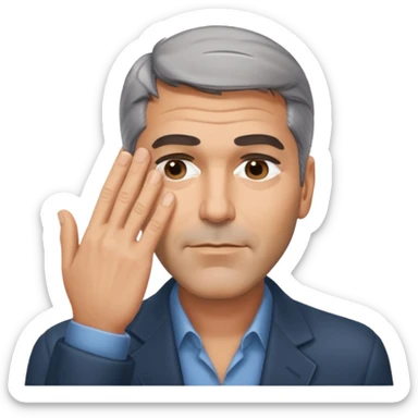 George clooney covering his eyes with his hand sticker