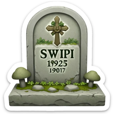 ein Grabstein mit: Hier ruht die SVP 1971 - 2025 sticker