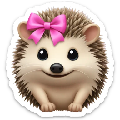 hedgehog with a pink bow sticker