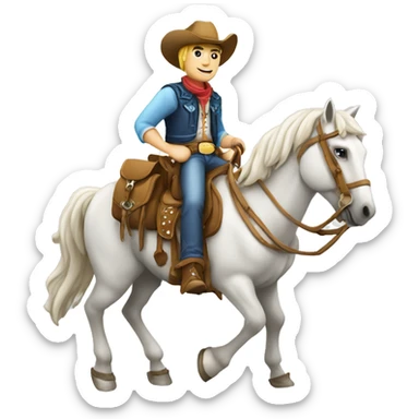 cowboy on white horse whith bags sticker