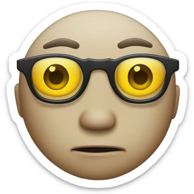 Blank stare with glasses yellow circle emoji sticker