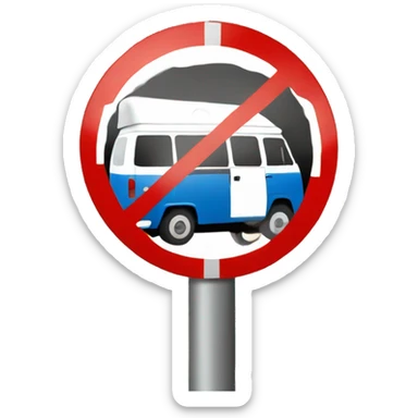 round traffic sign prohibiting camper vans sticker
