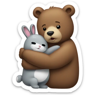bear and bunny hugging sticker