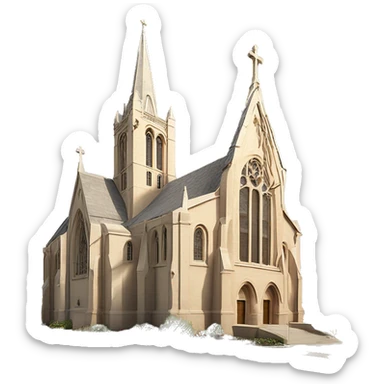 Beautiful church in tan in French gothic style by architect Emmanuel masqueray in Saint Paul Minnesota sticker