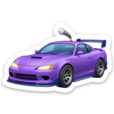 Purple and navy blue car doing a drift. sticker