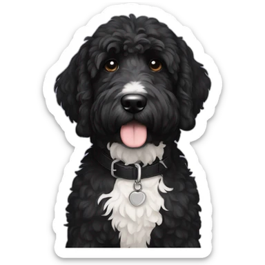 all-black-laberdoodle-dog-with-white-patch-on-chest sticker