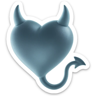 stylized devil heart with frosted matte glass texture, featuring horns and tail sticker
