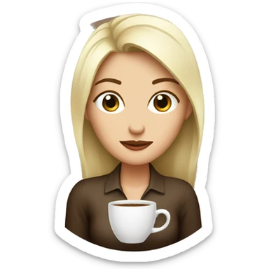 A white skin women drinking coffee in a mug sticker